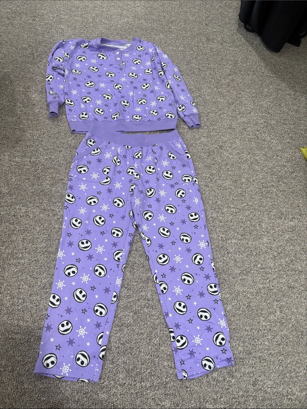 Disney Purple Girls Pajama Set with Jack Skellington Print